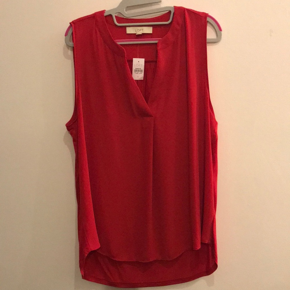 Loft Split Neck Cami in Red